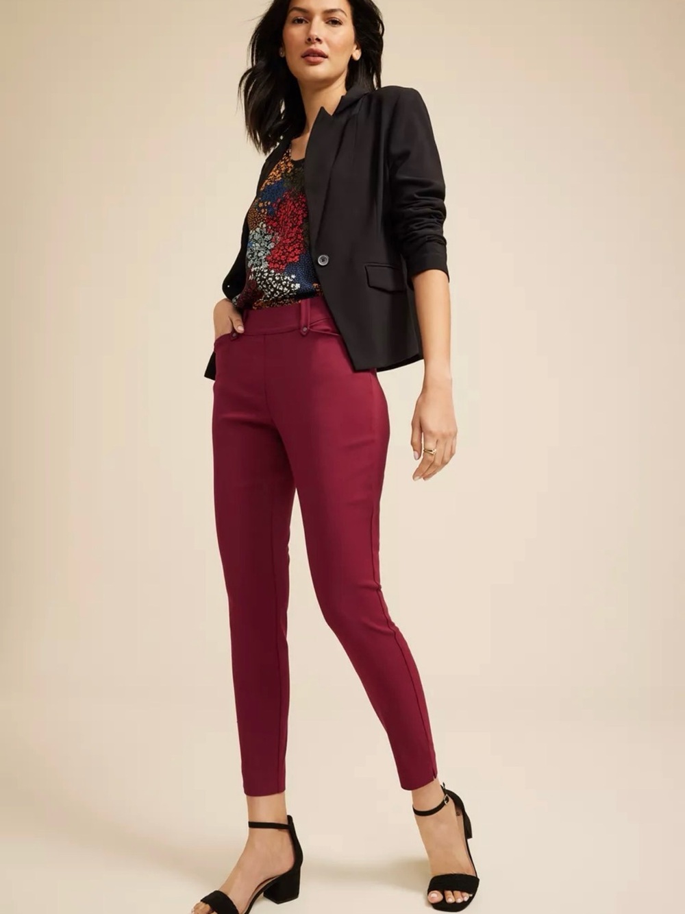 NWT Maurices Women's Burgundy Stretch skinny ankle dress pant